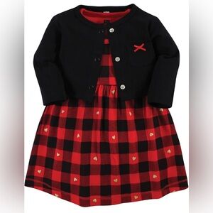 Hudson Baby Infant and Toddler Girls Cotton Dress and Cardigan Set | Size 6-9 Mo